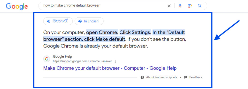Featured Snippets in Google Search