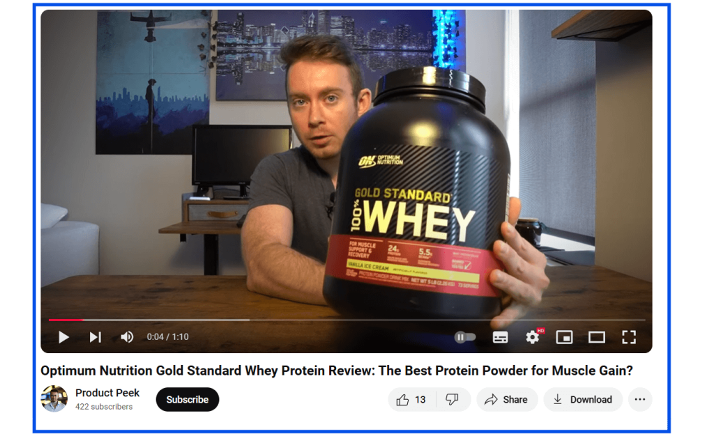 YouTube Product Review Video