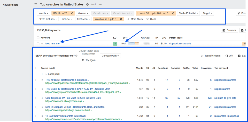 Using Ahrefs To Find Short Tail Keywords